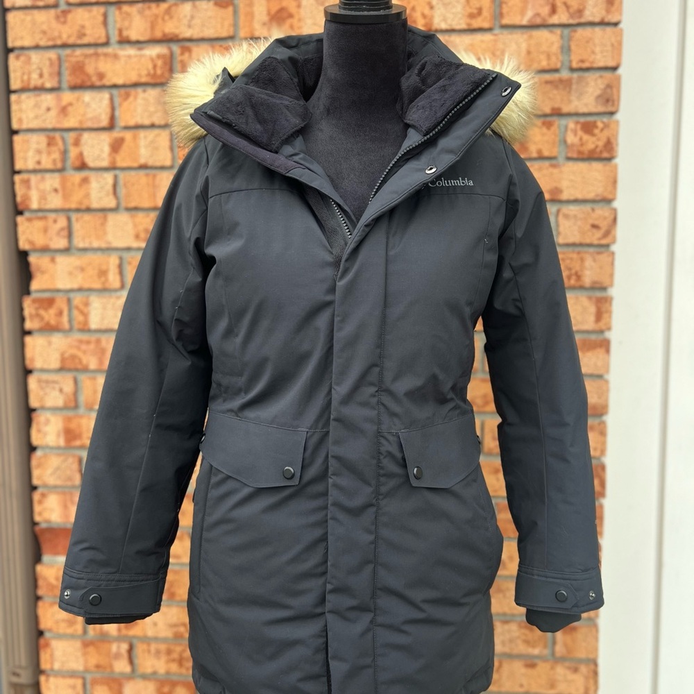 Columbia Black Parka with Faux Fur Hood